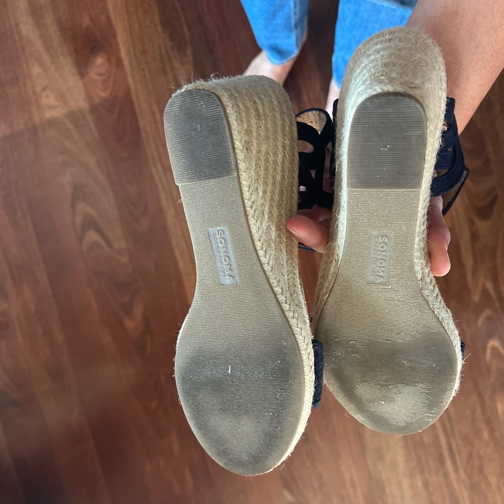 Sonoma Navy Blue Suede Wedge Sandals - Picture 10 of 10